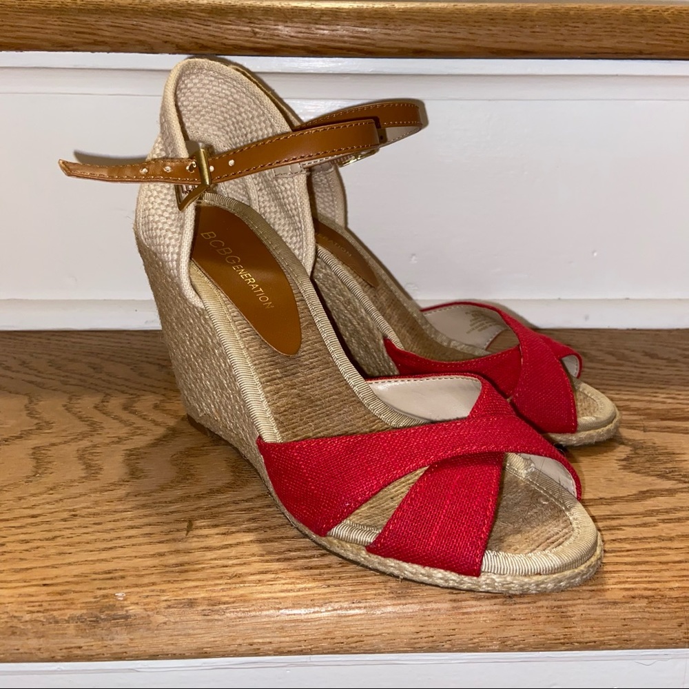 BCBGeneration Red Wedge Espadrilles